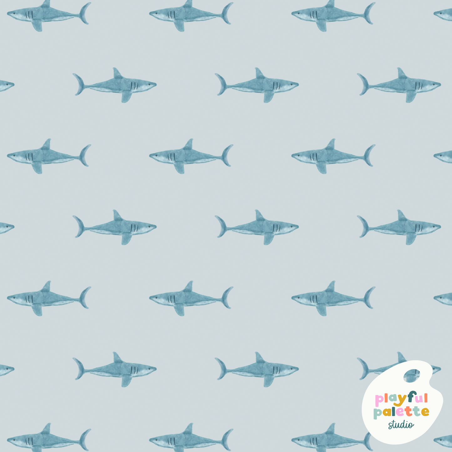 Watercolor Sharks