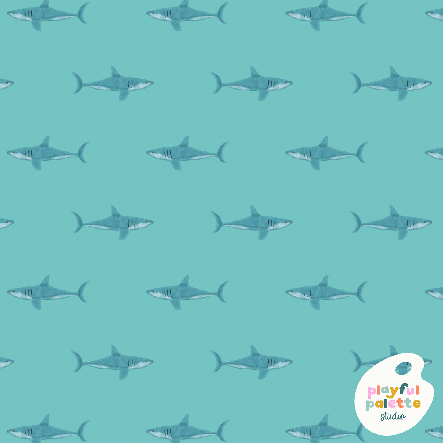 Watercolor Sharks