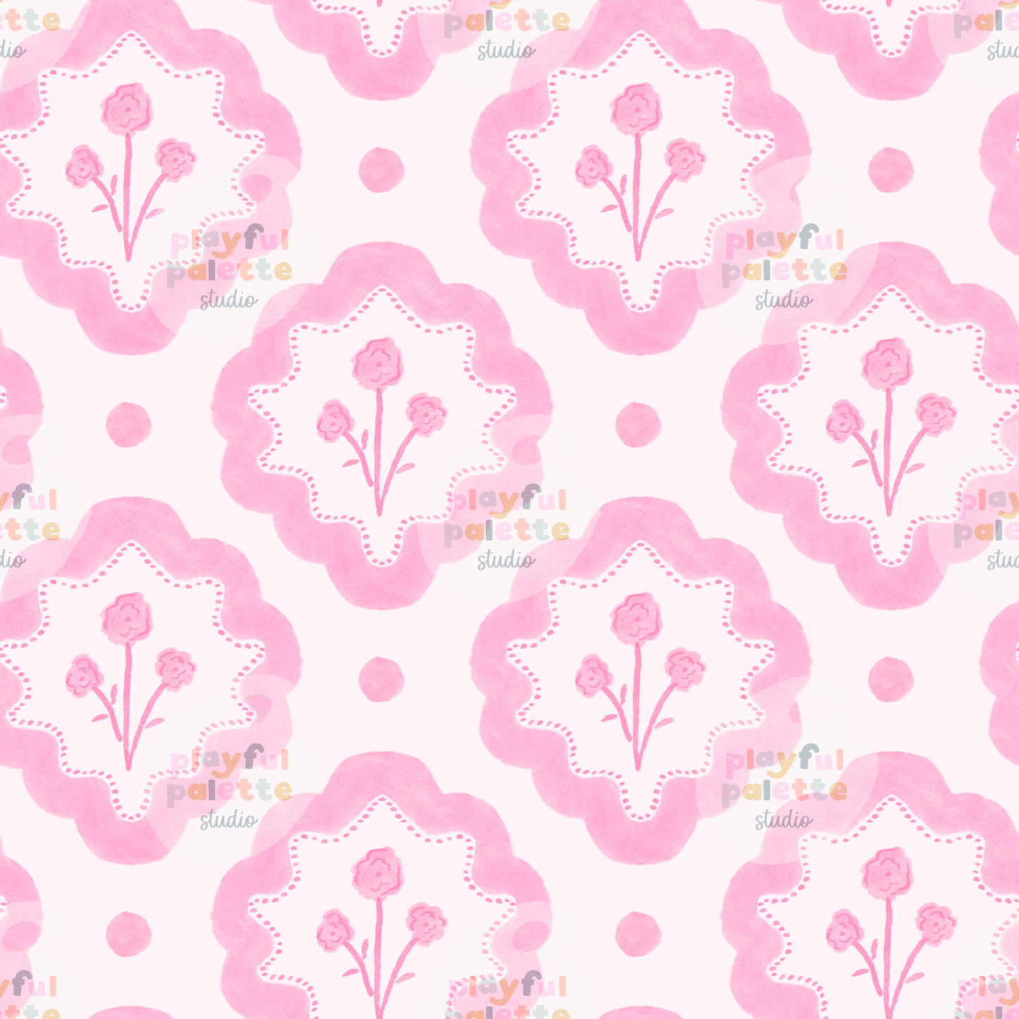 Watercolor Scallop Florals