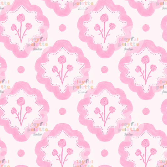 Watercolor Scallop Florals