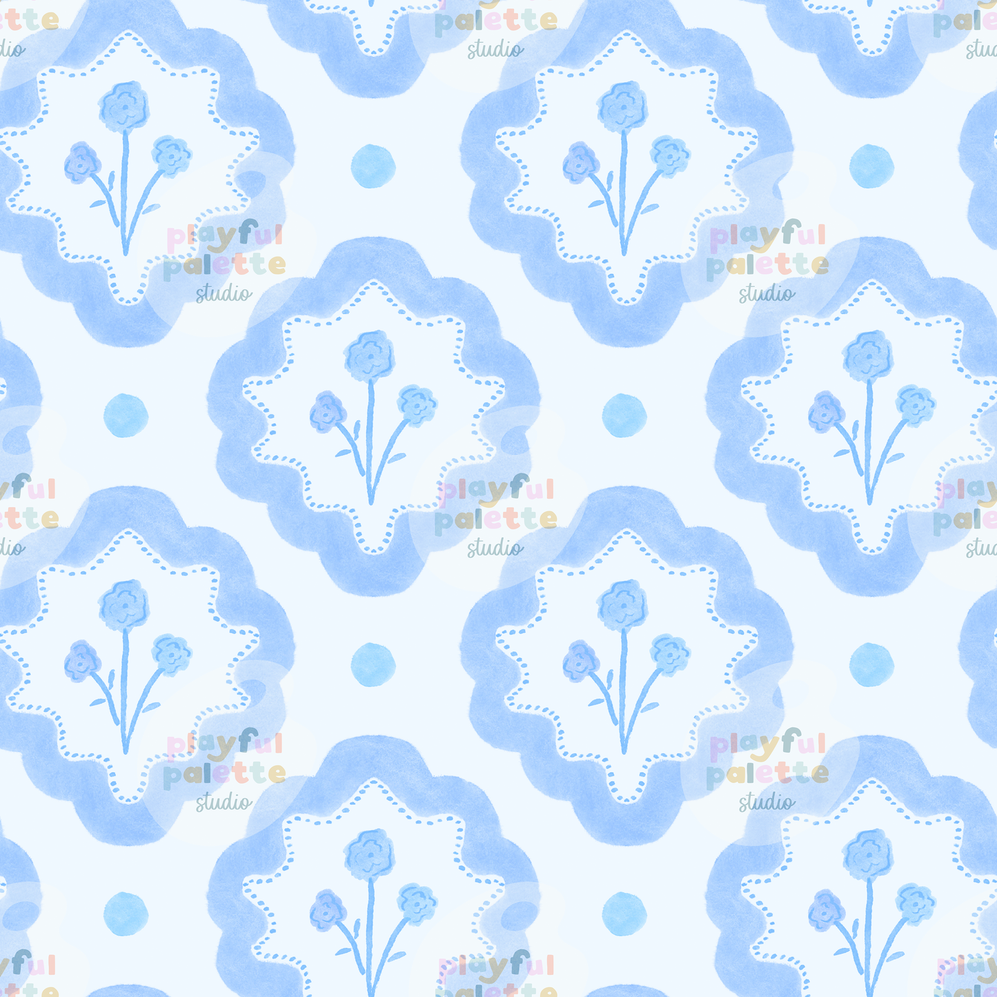 Watercolor Scallop Florals