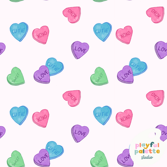 Watercolor Conversation Hearts Candy